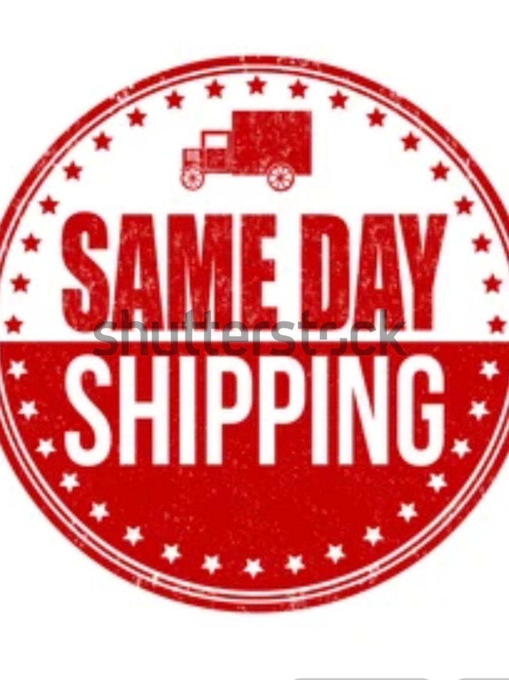 LA Pop Art Same Day Shipping Red Retro Badge